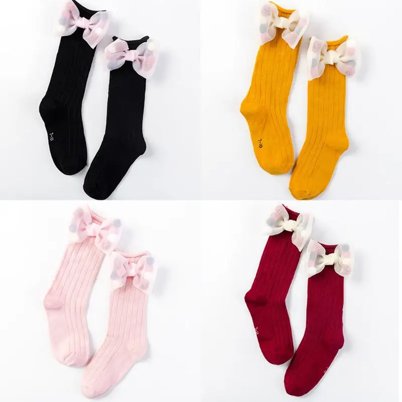 Новые носки принцессы без пятки для маленьких детей милые носки из органзы с бантом для девочек