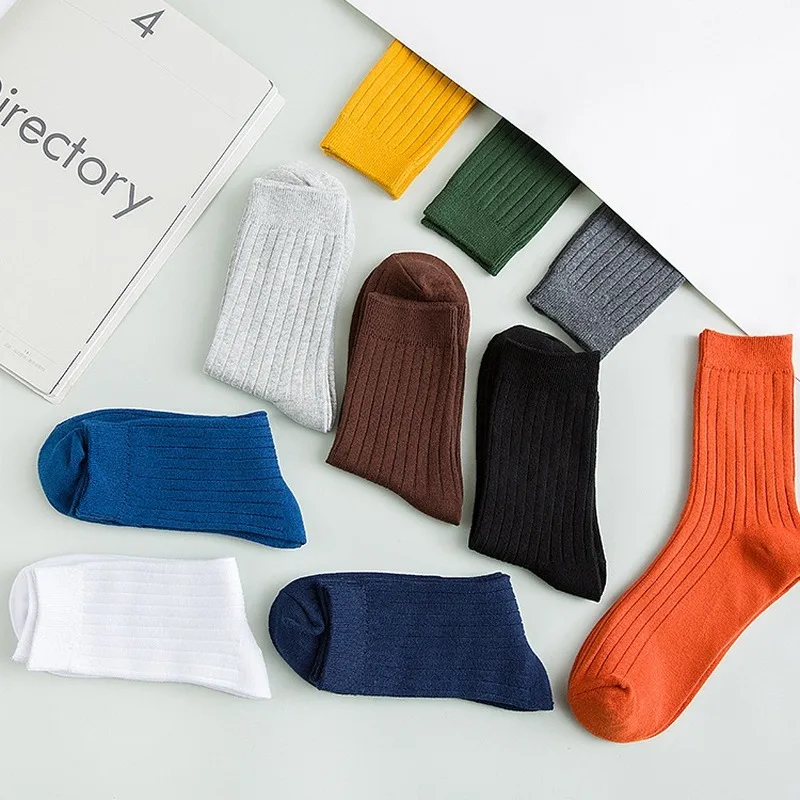 Однотонные хлопковые мужские носки черные и белые повседневные Calcetines Hombre