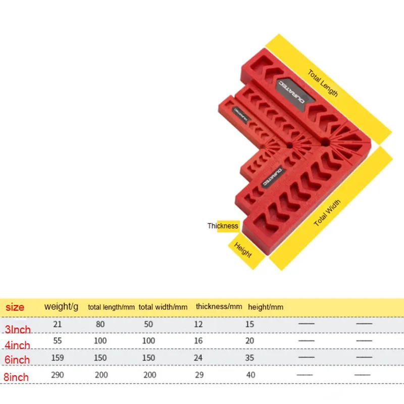 DURATEC " 4" " 8" 90 градусов прямоугольный зажим l-образный фиксированный инструмент локатор линейка зажимные Деревообрабатывающие инструменты