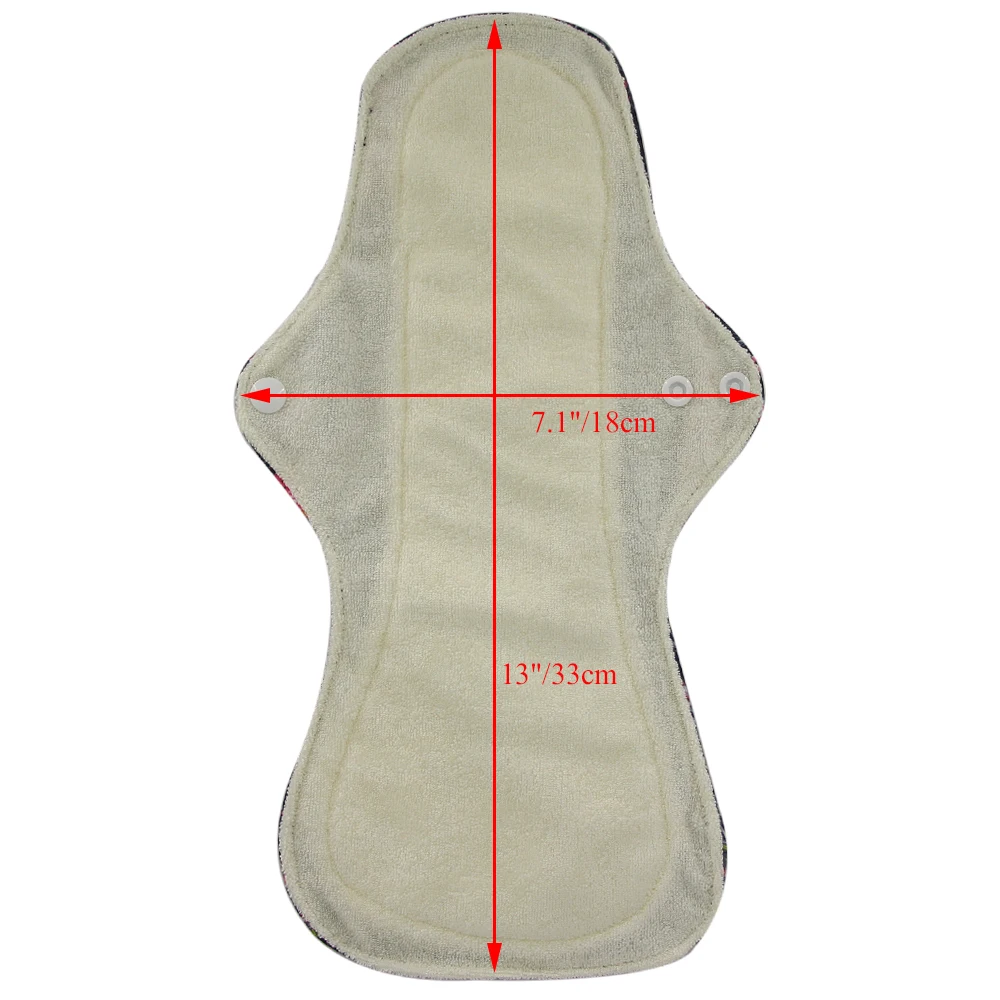 Reusable Hygiene Menstrual Pads Heavy Flow Women Sanitary Pads Organic Bamboo Charcoal Lady Cloth Pad Overnight Use