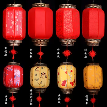 

Big Red Lantern Palace Lights Outdoor Waterproof Antique Sheepskin New Year Spring Festival Chinese Iron Advertisement Lantern