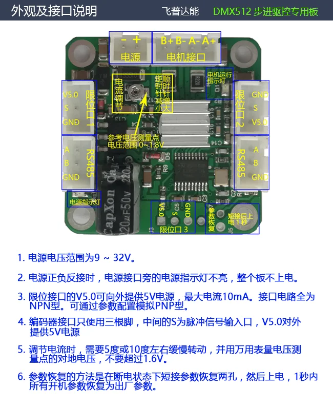 DMX512 PELCODP SMACP шаговый двигатель привод интегрированная плата 42/57 шаговый двигатель RS485 автобус