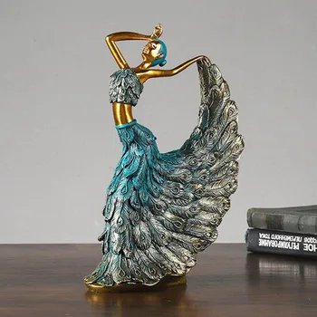

Vintage Classical Bird Dancer Girl Sculpture Resin Modern Art Ornaments Wedding Decor Figurines Home Decoration Birthday Gift