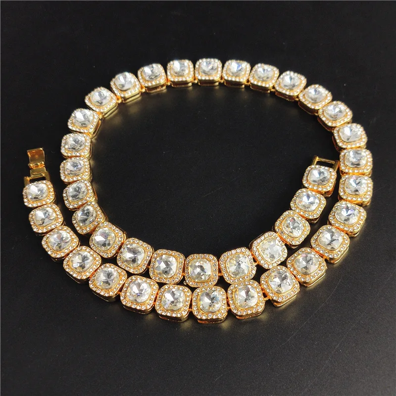 Freewear Популярные Bling 12 5 мм большие размеры Косынка теннис цепи цвета: золотистый