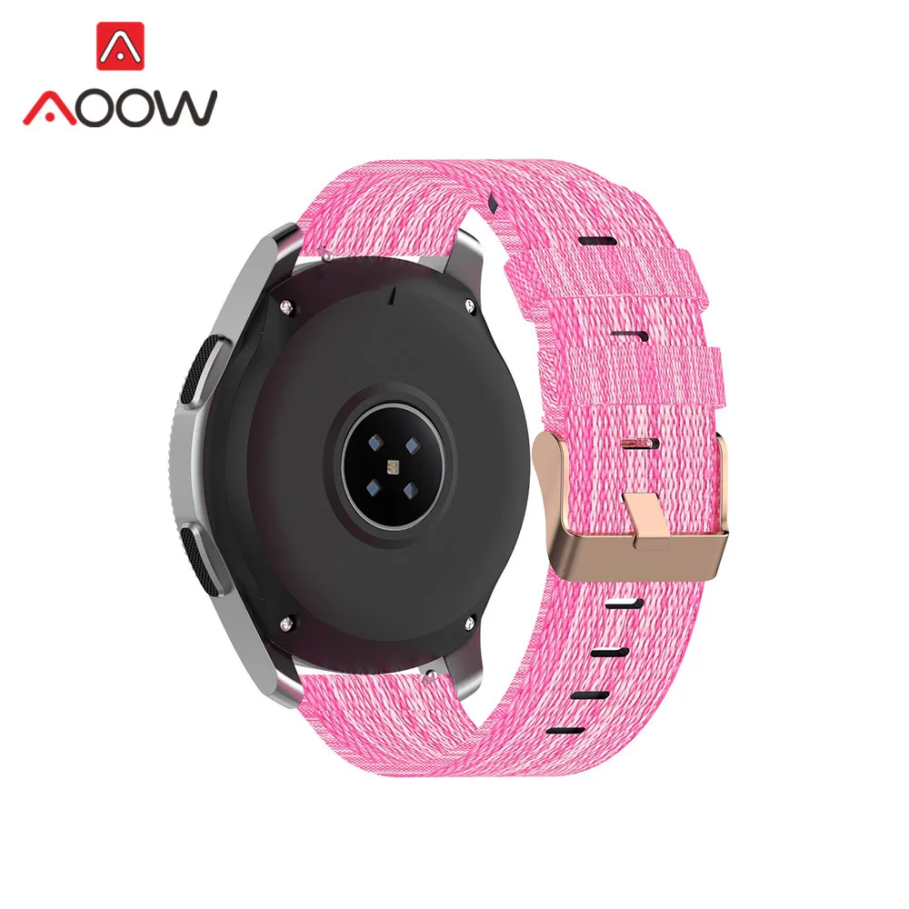 Pink 18 мм/20 мм/22 мм, нейлоновый ремешок для наручных часов samsung Galaxy часы Active2 42 мм 46 мм huawei GT 2 Huami Amazfit холст браслет ремешок - Цвет ремешка: Pink