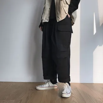 

Japanese all-match ins Tide brand overalls autumn and winter loose hip-hop wide leg pants retro straight casual pants men