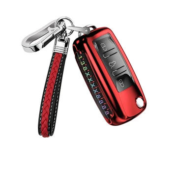 

Soft TPU Car Flip Key Case Cover Shell For Volkswagen Jetta Golf Passat Beetle Skoda Seat Polo B5 Car Anti-lost number plate