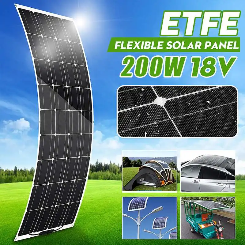 

300W Flexible Solar Panel 18V Solar Cell Module Cable Car for RV Boat Home Roof Camping SUV 18V Monocrystalline Solar Charger