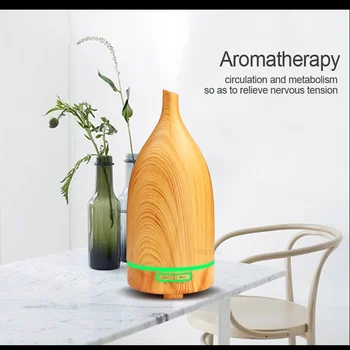

Aroma Essential Oil Diffuser Grain Ultrasonic Cool Mist Humidifier Ultrasonic Air Aroma Humidifier With 7 Color light wood