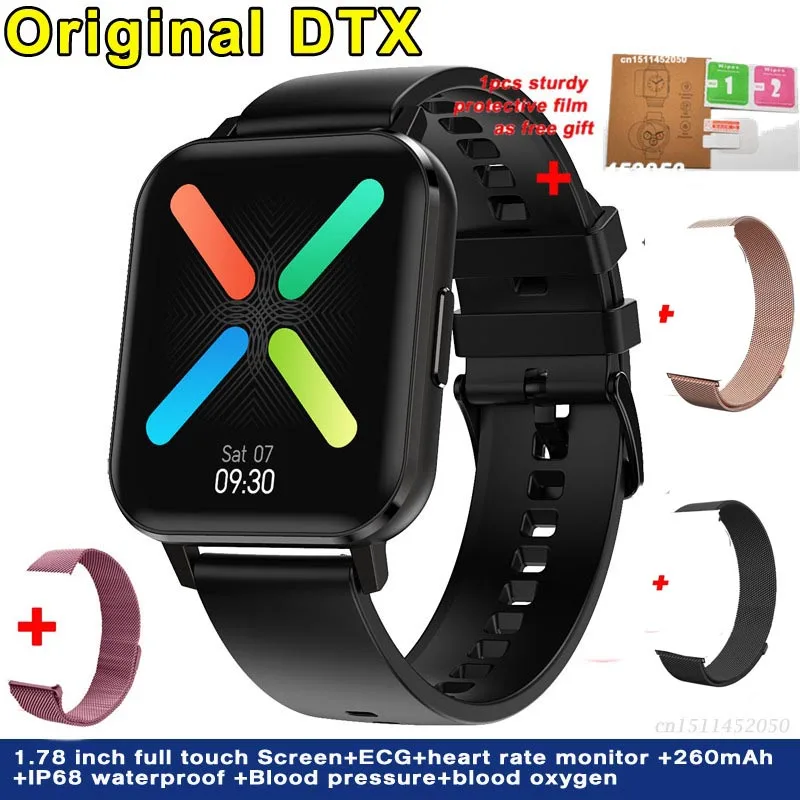 Оригинальный DTX Smartwatch ЭКГ монитор сердечного ритма 1 78 дюймов полный сенсорный