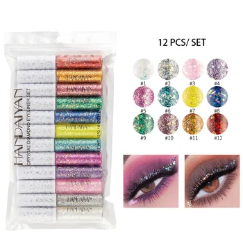 

12 Colors Glitter Liquid Eyeliner Waterproof Long Lasting Makeup Cosmetic Eyeliners Long lasting, sweat-proof and no blooming
