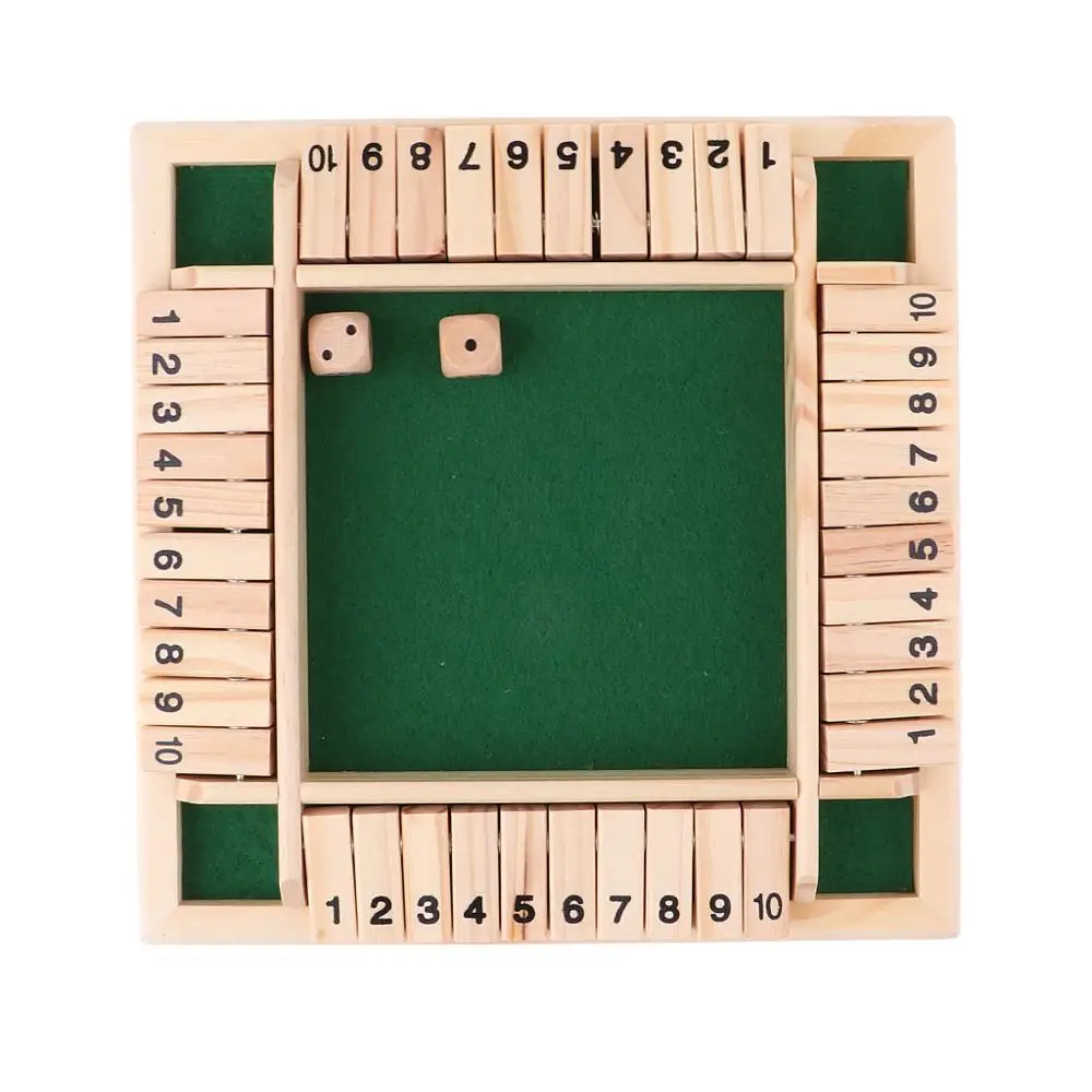 

Four Sided Shut The Box Board Game 10 Numbers Set Dice Party Club Drinking Games for Adults Families Family Board Games 4Players