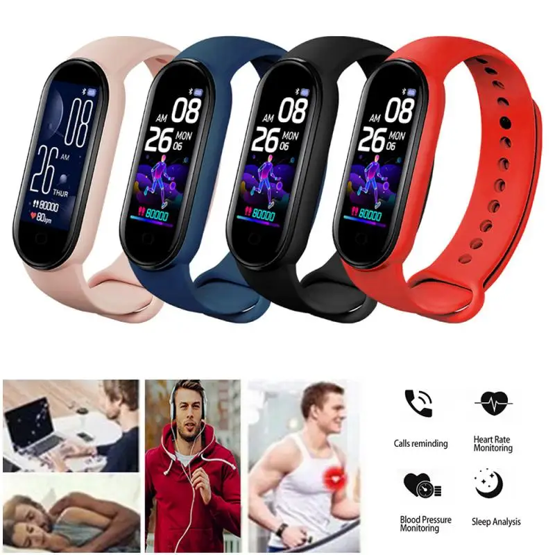 M5 Smart Bracelet Heart Pedometer Rate Blood Pressure Health Watch Bluetooth 4.0 Wristband Fitness Tracker | Электроника