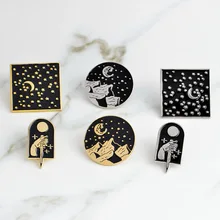 Лидер продаж, аксессуары, брошь в европейском и американском стиле, винтажная Лунная звезда, брошь из сплава, брошь с эмалью в форме капли масла