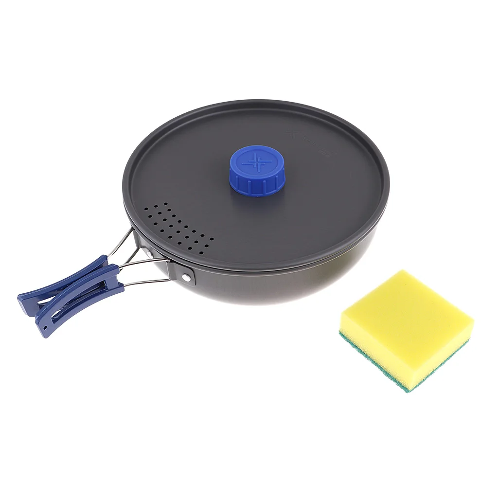 2-3 Person Camping Fry Pan Outdoor Portable Picnic Cooking Cookware with Lid and Carry Bag for Camping Backpacking Hiking