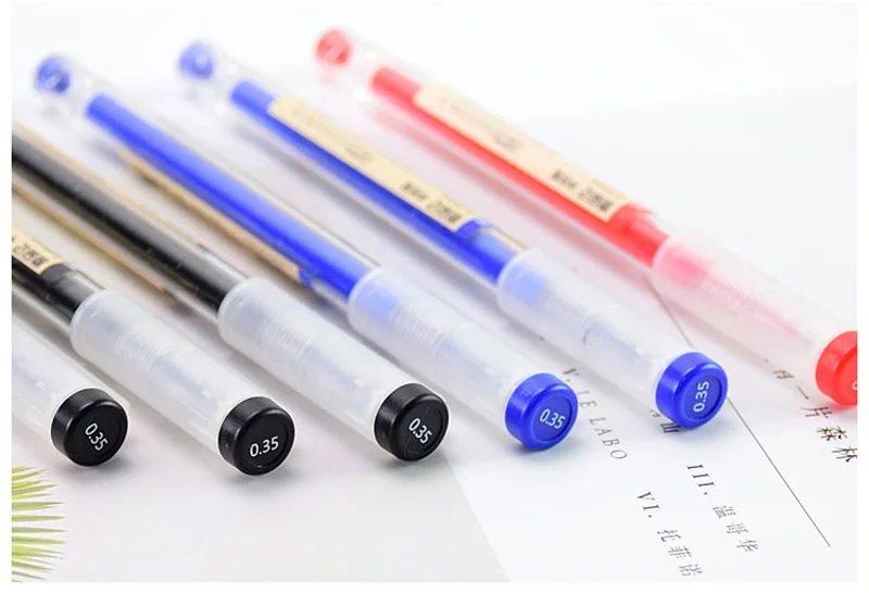 Sharkbang 0.35mm 0.5mm Gel Pen 12pcs/Pack Blue/Black/Red Ink Handle Writing Pen Set Cap Press School Drawing Stationery Supplies 5