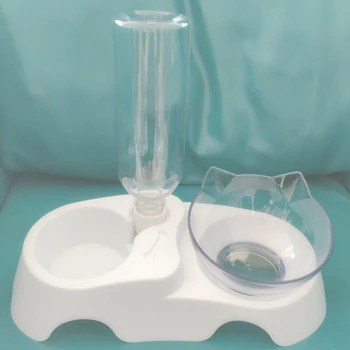 

Raised Double Cat Bowls With Dispenser Dog Food Feeding Bowl Pet Supplies Drinking Water Feeder Products Pets Accessories