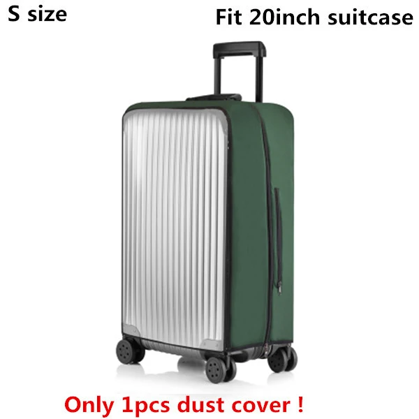 DIHFXX ПВХ прозрачный защитный чехол от пыли для багажа эластичный водонепроницаемый чехол на колесиках Чехлы против дождя аксессуары для чемоданов - Цвет: S size green