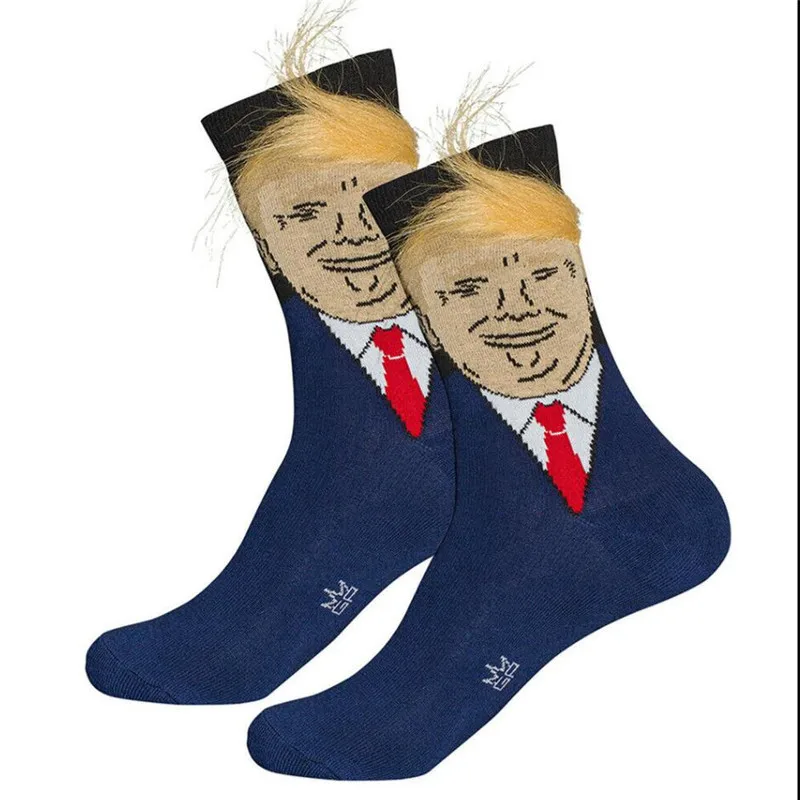 1 пара Дональд Трамп на резиновой подошве для маленьких детей; носки 3D накладные волосы нескользящих носочков