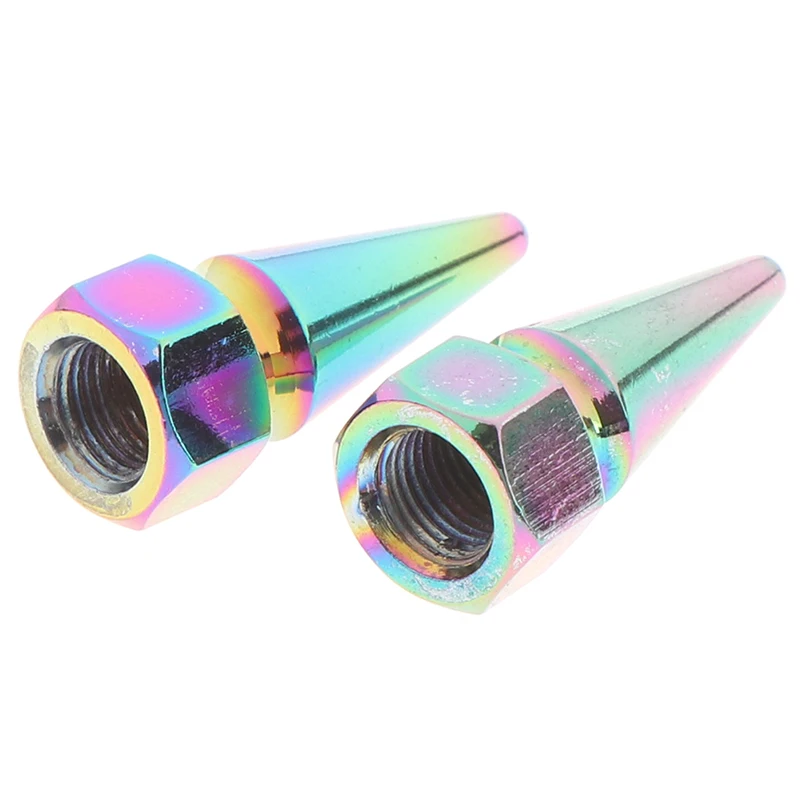 2pcs Valve Caps Colorful Aluminum Bike Car Tyre Air Port Cover Cycling Truck Wheel Valves Cover Cone Style Bicycle Accessories