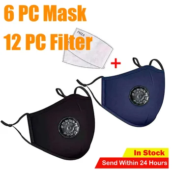 

6pcs Unisex Anti Dust Mascarillas Dustproof Washable Reusable Personal Health Care PM2.5 mascheres with Adjustable Straps