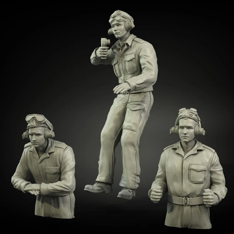 1/35 масштаб Неокрашенная смола фигурка танкеры 3 коллекция фигурок фигурка|Наборы