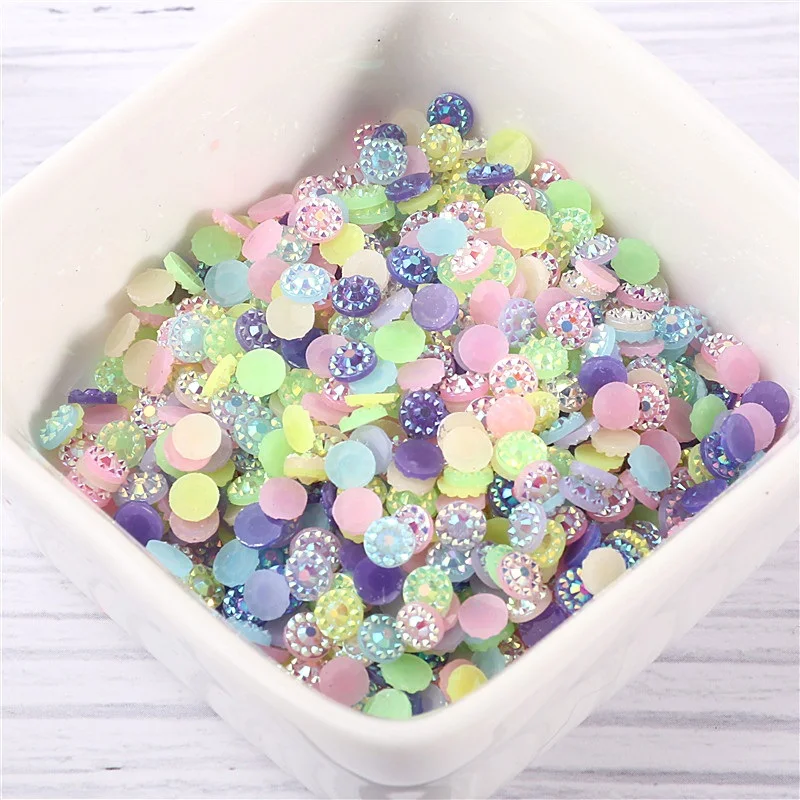 4mm 5mm 6mm Sunflower Nail Rhineston Cone flower faceted Jelly AB Resin Crystal Flatback Cloth Decorations Nonhotfix Rhinestones Garment Labels Fabric & Sewing Supplies