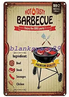 

Hot Tasty BBQ Metal Tin Sign 8x12 Inch Home Kitchen Bedroom Bar Sign Decoration