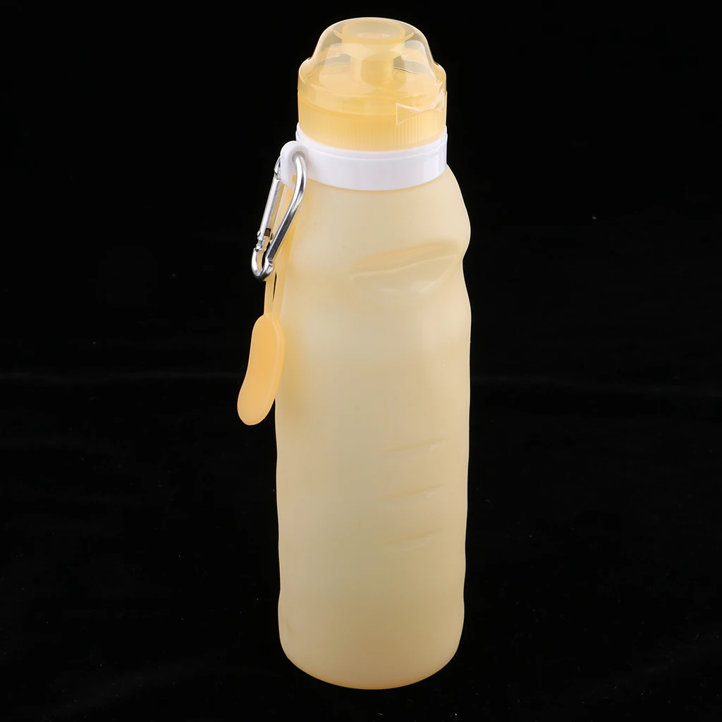 Orange 600ml Силиконовые бутылки для воды 400/600 мл BPA бесплатно Скручивающиеся герметичные складные спортивные и уличные велосипедные питьевые бутылки чашка - Color: Orange 600ml