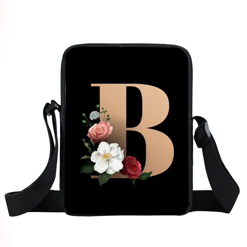 26 Initial Letter Flower Shoulder Bags A-Z Alphabet Women Handbags Bridesmaid Crossbody Bags Bridal Party Messenger Bag 