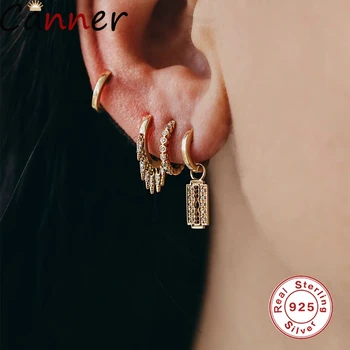 

Canner Luxury Style 925 Sterling Silver Blade Inlaid Crystal Earrings For Ladies Party Festival Gifts Zircon Jewelry Earrings