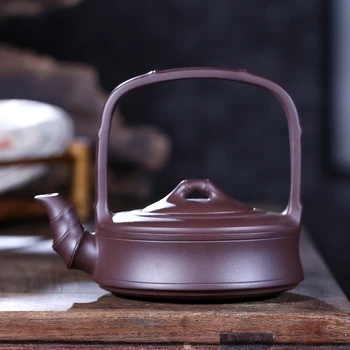 

Yixing recommended undressed ore bamboo girder purple clay pot capacity of 400 ml new tea set