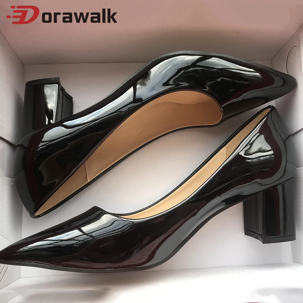 Plus Size 40-46 Thick Heels 6cm Women's Pumps Casual Work Office Ladies Slip On Pointed Toe Drag Queen Gay Cosplay Unisex Shoes | Обувь