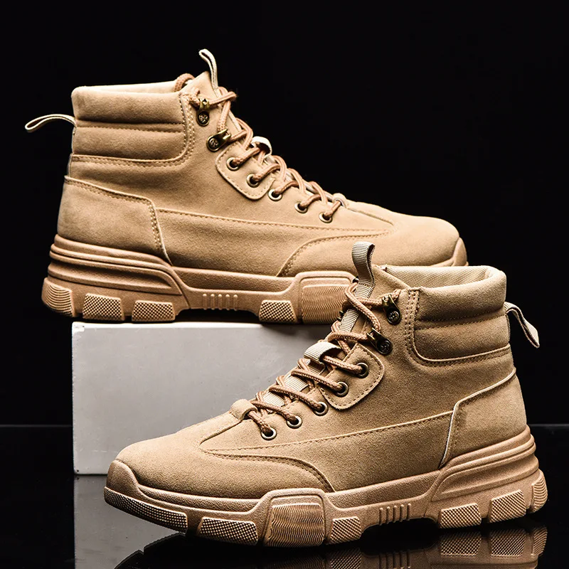 

2020 New fashion high quality men casual shoes Cool solid color men boots Lace up casual Leisure man Cow men sneakers