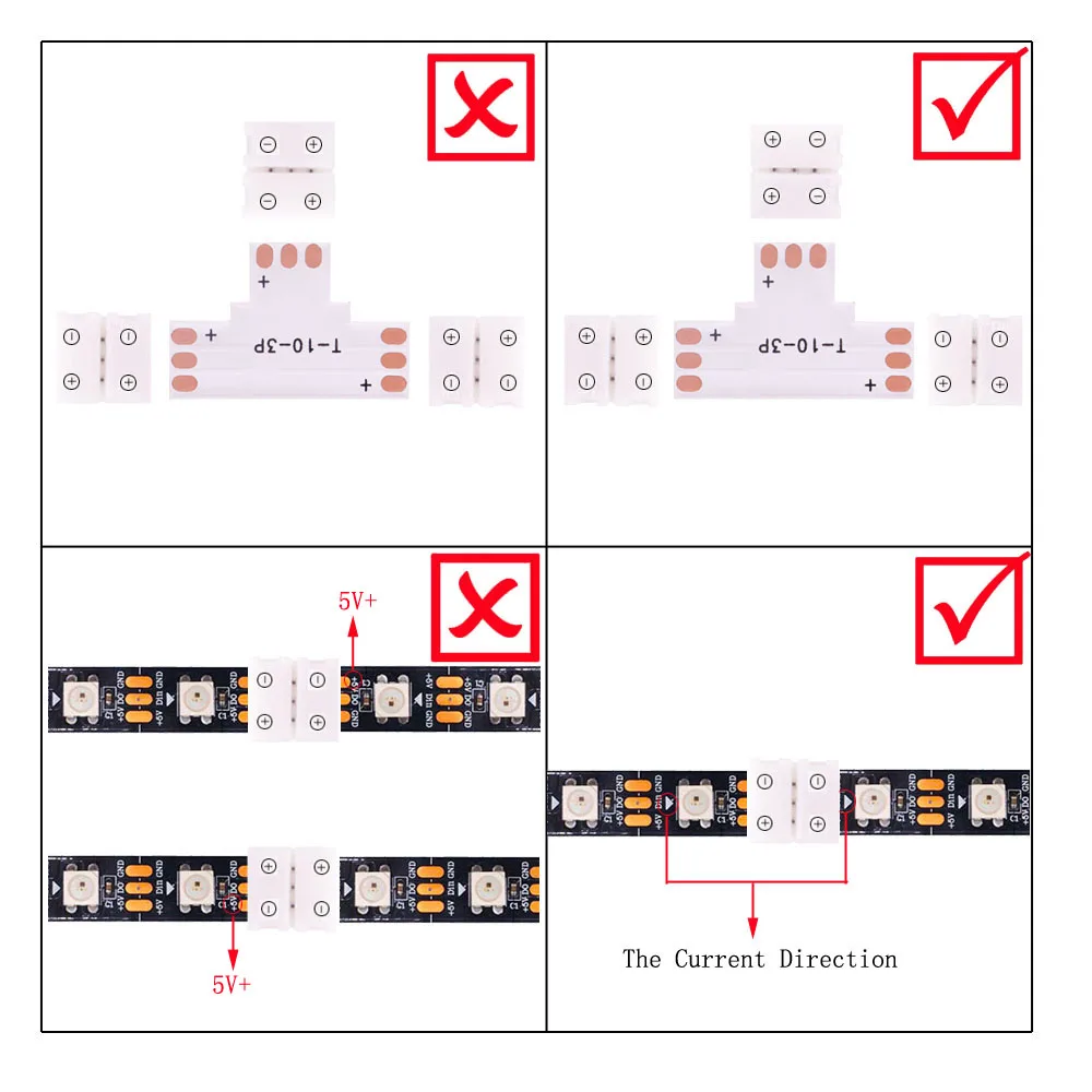 LED Strip Connectors LED Connectors Wire Connector Terminals Wire Connector Electrical Connectors Electrical Connector Cable Connector 50PCS 2/3/4/5PIN 10mm Solderless LED Connector T/L/X Shape Corner Connector For WS2811 WS2812 3528 5050 RGB Led Strip Light