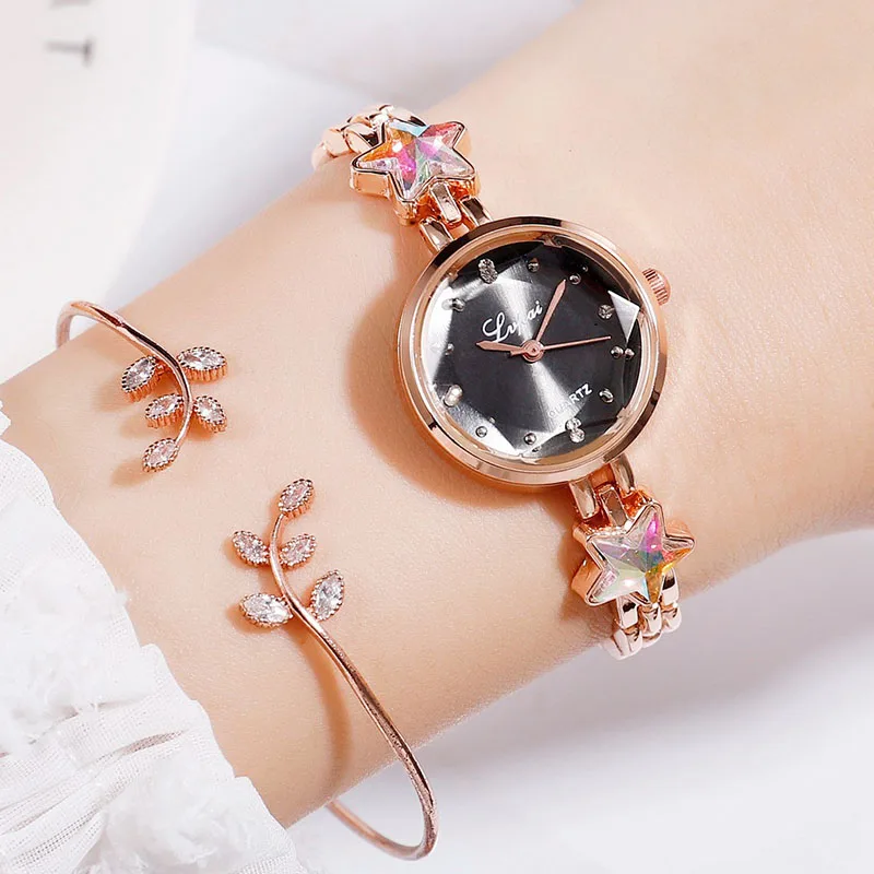 Niche fashion bracelet watch Creative diamond temperament simple small dial star water diamond British watch