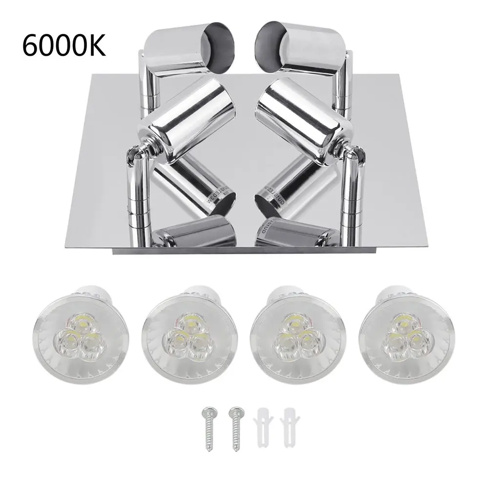 

4-head Rotational Spotlight Ceiling Bar Light Fitting Fixture GU10 Satin Nickel Indoor Decoration Ceiling Lamp