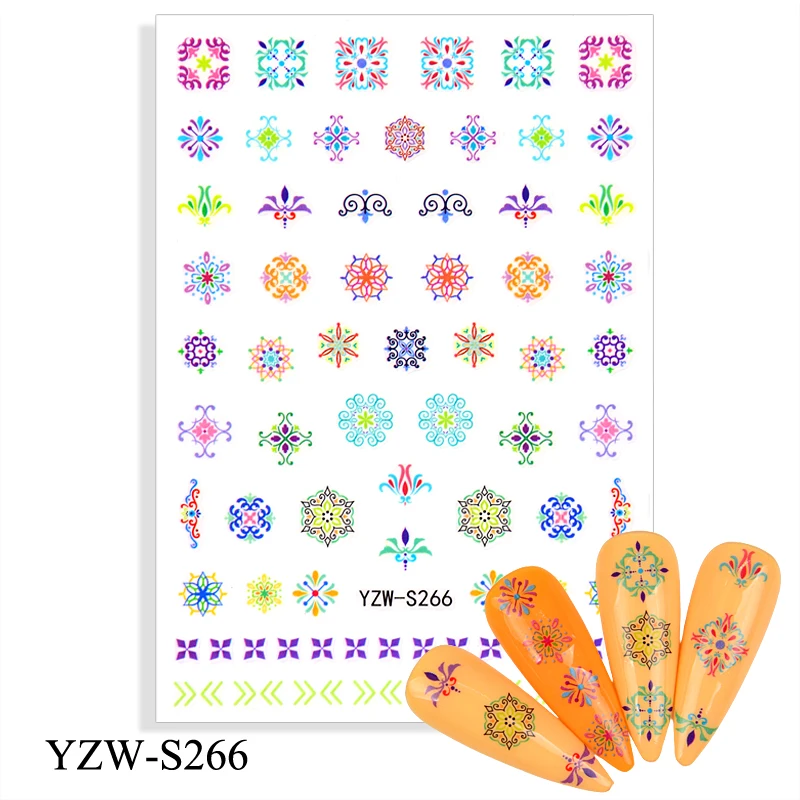 

3D Stickers for Nails Self-Adhesive Stickers Sliders Flowers Totem Mandala Design Nail Art Decorations Nail Foil Accessories