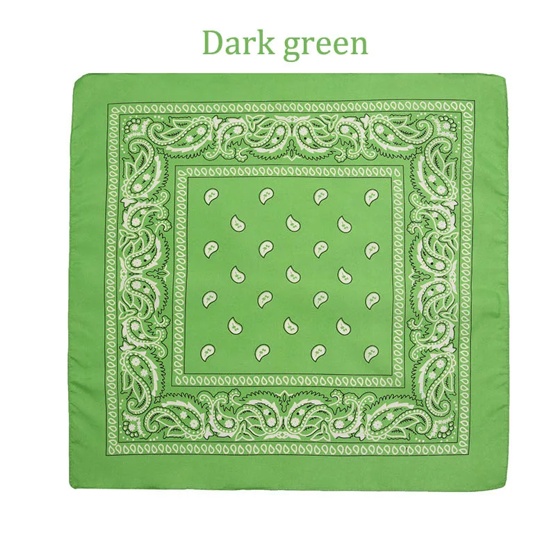 Drak Green Модная бандана в стиле хип-хоп из хлопка, квадратный шарф 55 см* 55 см, черная, красная повязка на голову с принтом пейсли для женщин/мужчин/мальчиков/девочек - Цвет: Drak Green