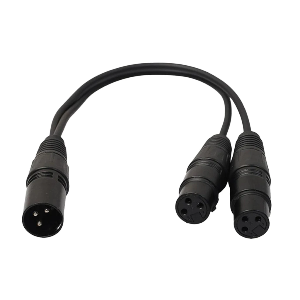 3-Pin XLR Female to 2 Dual Male Plug Y Splitter Cable Wire 20cm for Microphone Mic Connection