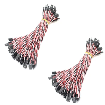 

100Pcs 30cm Male to Male 30 Core Filaments Twisted Pair Wire Extension Leads For Airplane Model Steering Motor Black-Red-White