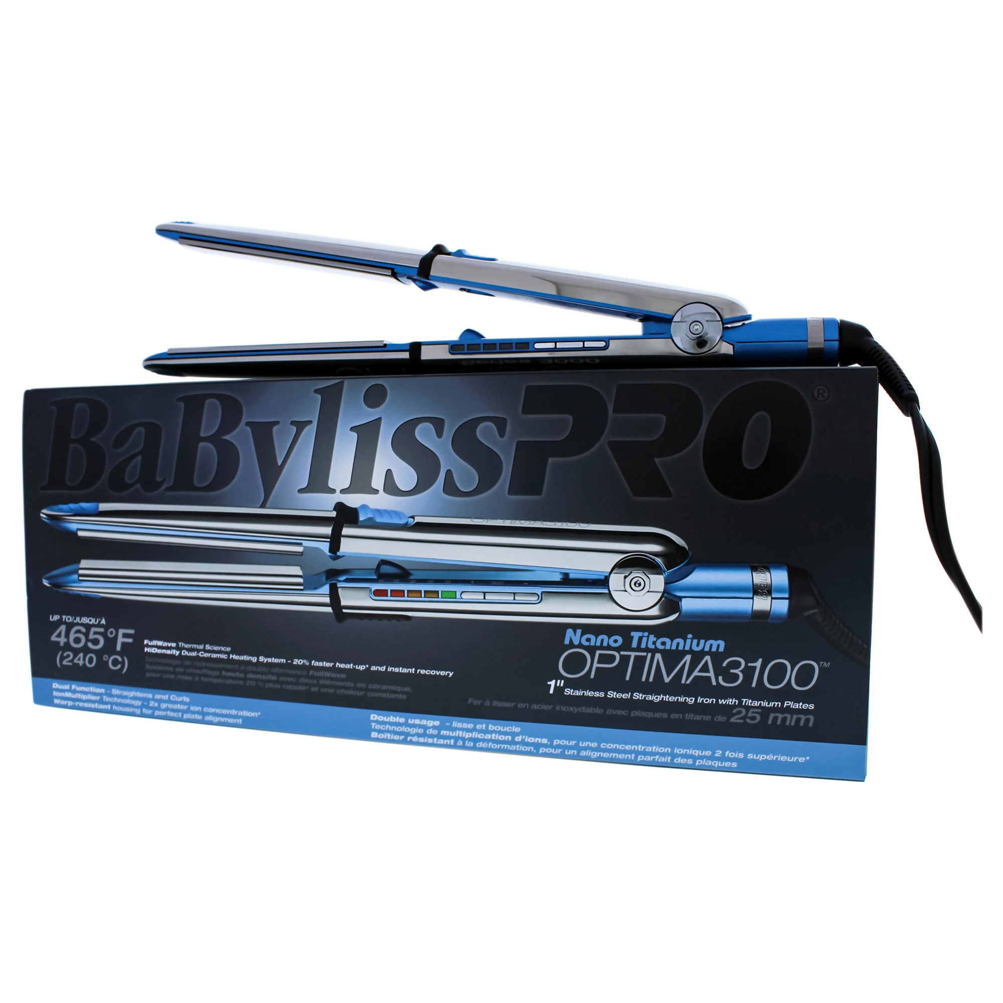 zeemijl hypotheek rechtop Babyliss Pro Nano Titanium Optima 3100 Flat Iron Model BABSS3100TC Zilver  Blauw|null| - AliExpress