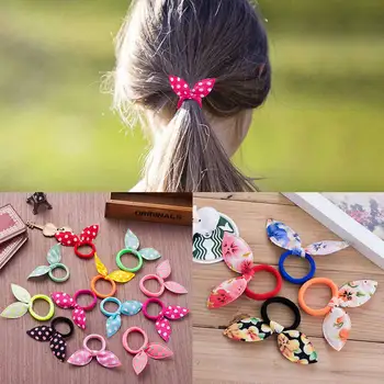 

Random 10Pcs Girls Hair Accessories Ribbon Dot Gum Headband Hair Ornaments Elastic Ring Hair Bands Rubber Rope