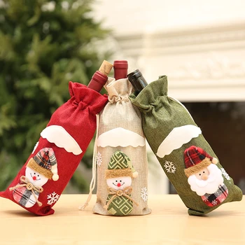 

Santa Claus Wine Bottle Cover Christmas Decorations For Home Christmas Stocking Gift Navidad New Year's Decor