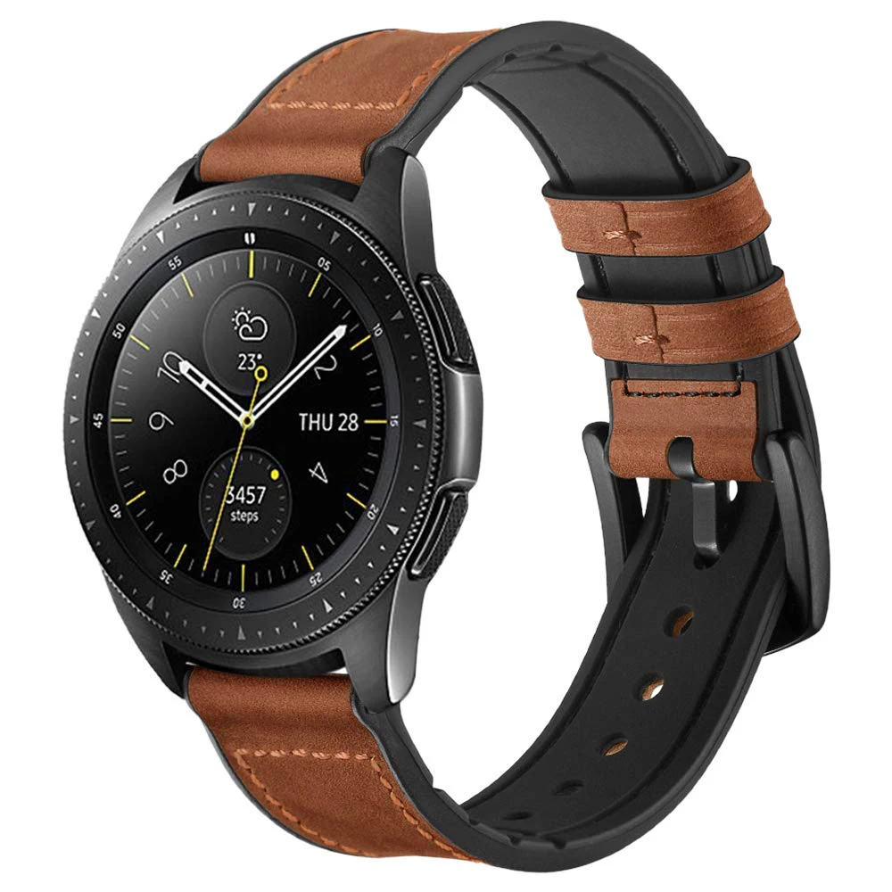 Ремешок 22 мм для samsung galaxy watch 46 мм gear S3 Frontier/классические часы huawei GT ремешок для часов Силиконовый и кожаный браслет