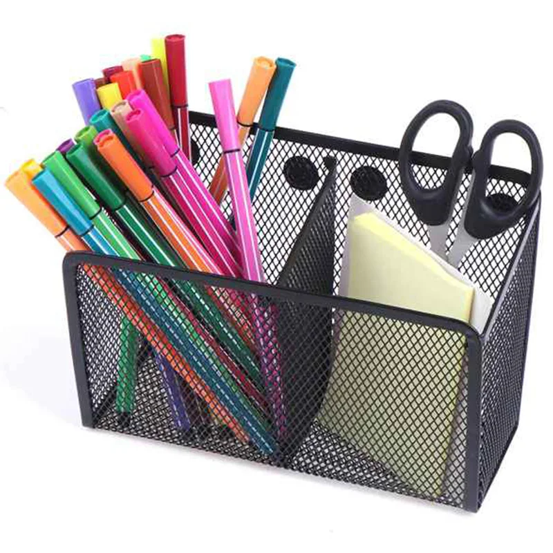 

Large Magnetic Locker Organizer Set Of 2 - Mesh Pencil Holder Baskets with Extra Strong Magnets - Marker and Pen Storage Holds S