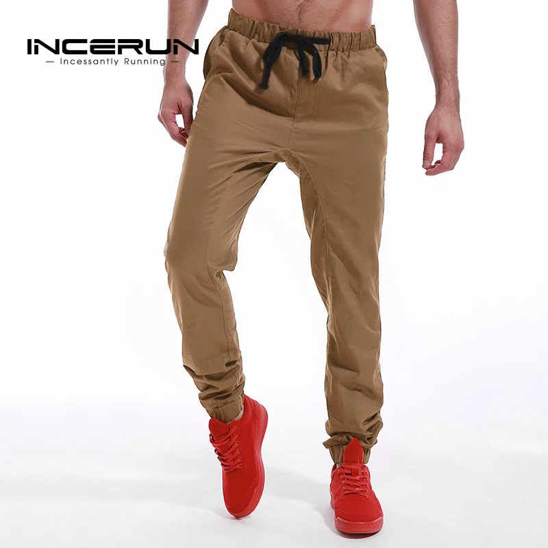 INCERUN повседневные штаны шаровары Slim Fit мужские длинные брюки с эластичной резинкой на талии простые Jogger спортивные брюки мужские модные большие размеры Осень