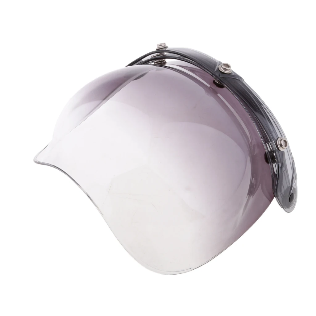 3 Snap Gradient Motorcycle Vintage Retro Helmet Bubble Visor Flip Up Open Face Shield Lens