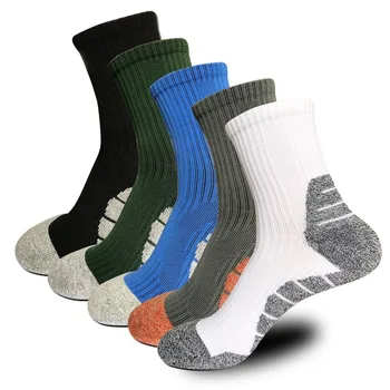 

1 Pair Men's Cotton Sports Autumn Winter Medium Tube Men's High Elastic Basketball Football Towel Sock Anti Friction Accessories