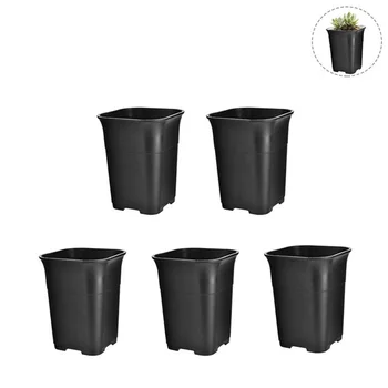 

5Pcs Black Square High Waist Mini Nursery Pot Planter Succulent Plant Pot Small Flower Planters, S CNIM Hot